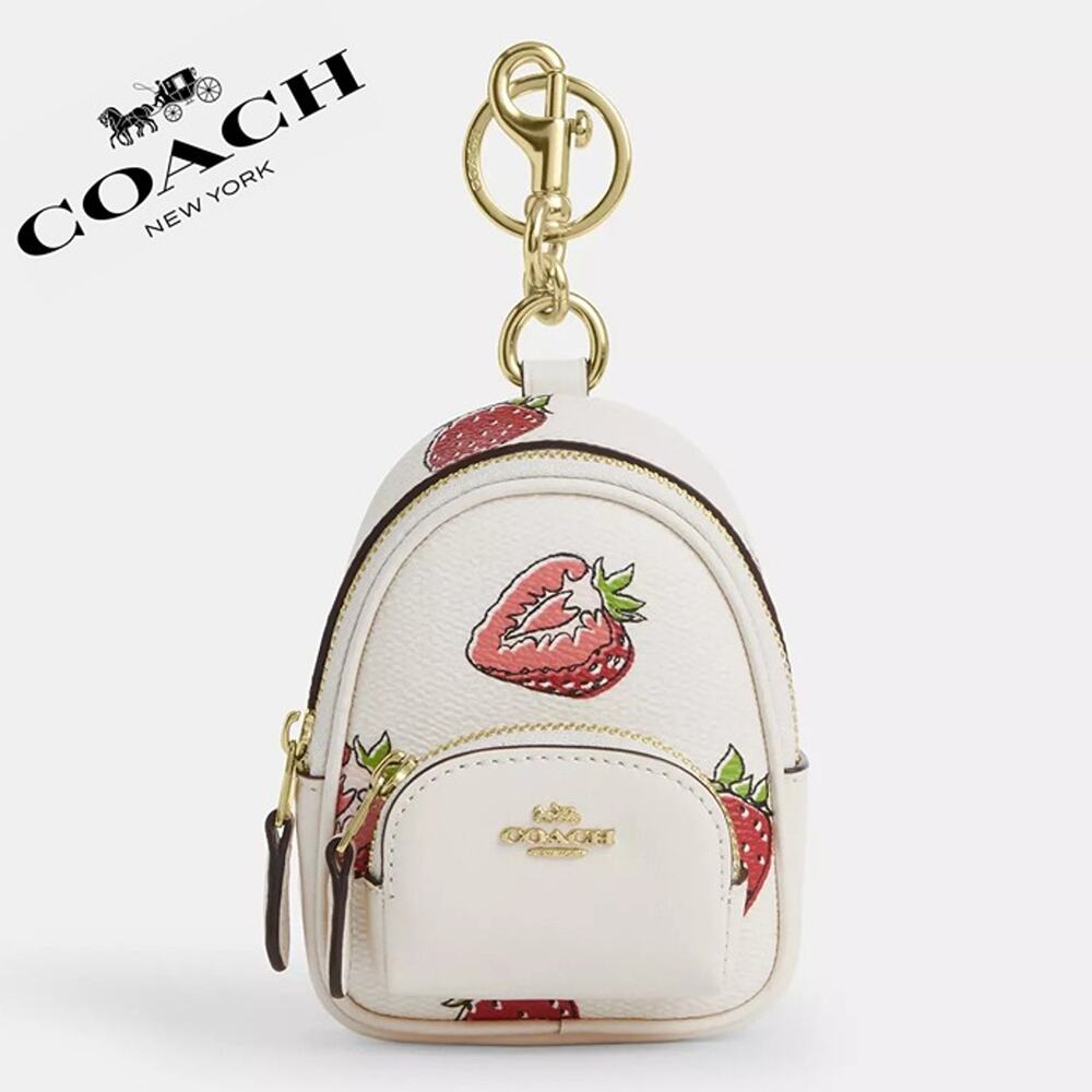 🍓Mini Court Backpack Bag Charm With Strawberry Print